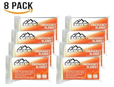 STOÃK'D [8 Pack] Emergency Blanket + Survival Blanket Ebook. NASA Designed Space Blankets are good for any Survival Kit, Bug Out Bag or Emergency Kit. Great for Hiking, Survival & Marathons