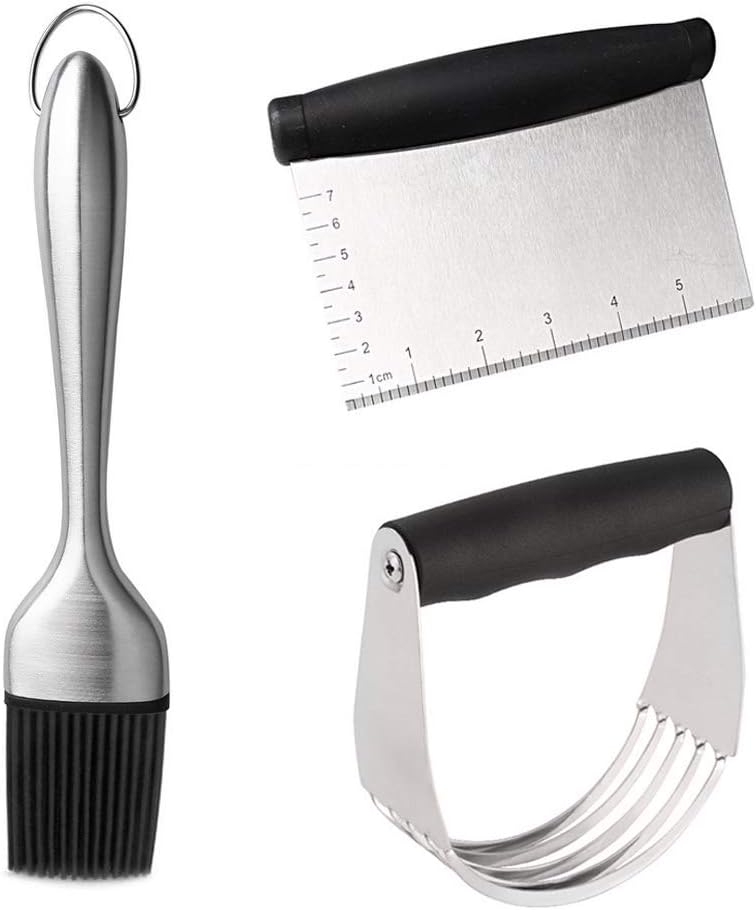 Color Scissor Dough Blender, Stainless Steel Pastry Cutter Set for Kitchen Baking Tools Include Pastry Blender, Dough Cutter and Pastry Brush