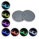 LED Cup Holder Lights, niceEshop(TM)2 PCS LED Light Cup Holder Bottom Mat Pad with USB Rechargeable Interior Decoration Light for Car, SUV, Truck, Camper, Boat, 7 Colors