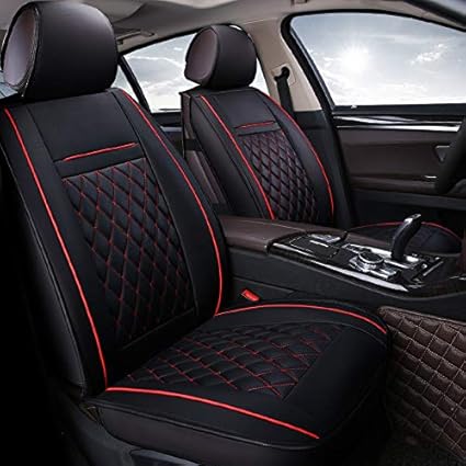 Auto Queen Car Seat Covers Leatherette Seat Covers Breathable Full Set Waterproof Front Back Cover With 5 Detachable Headrests Fit Most Car Truck