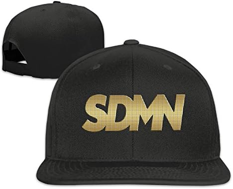 Adult Golden SDMN Design Flat Brim Snapback Baseball Cap Black