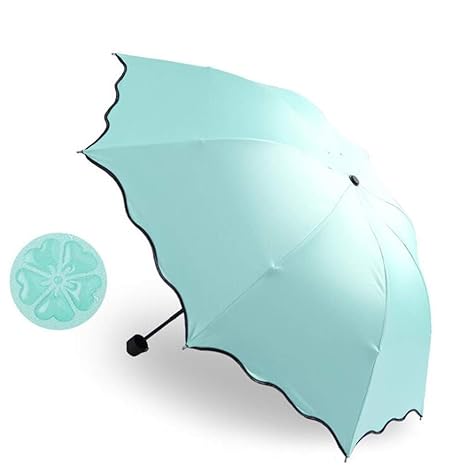 Umbrella,Portable Triple Folding Rainproof Windproof Flowering Umbrella Anti-UV Sunproof Parasol Water Blue