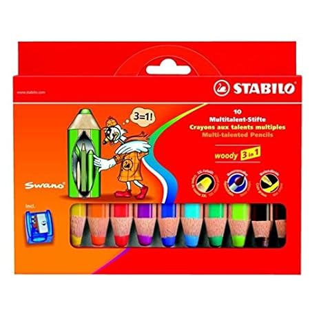 Aquarellfarbstift woody 10St Kartonetui mit Spitzer