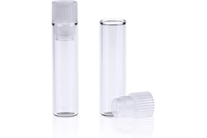 ALWSCI 1 ml Shell Vial, Flat Base Clear Glass, 8x40 mm, 8 mm PE Plug, Transparent, 200 pcs/pk
