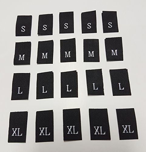 Mixed Woven Clothing Size Labels (XS S M L XL) Clothing Labels Size Tags Black Garments Size Labels Hot Cut Sew In Labels Folded Labels Pack of 500 Labels