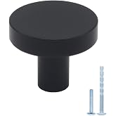 HANIHUA 30 Pack Black Cabinet Knobs, Dresser Knobs Kitchen Drawer Knob | Solid Matte Black Single Hole Knob Cabinet Handles and Drawers Pulls, Individually Packaged