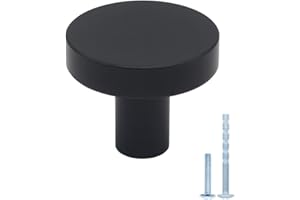 HANIHUA 30 Pack Black Cabinet Knobs, Solid Dresser Knobs s Kitchen Drawer Knob, Matte Black Single Hole Knob for Cabinets and Drawers Round