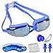 Swimming Goggles, PHELRENA Swim Goggles No Leaking Anti Fog Shatterproof UV Protection, with Silicone Nose Clip Ear Plugs and Protection Case Swim Goggles Suit for Men Women Kids-Best Swim Glasses