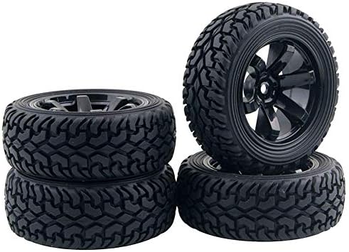 KEEDA 75mm Rubber Tires and Wheels Set for 1/10 Scale HSP 94123 HPI Kyosho Tamiya RC On Road Touring Car Parts(Black)