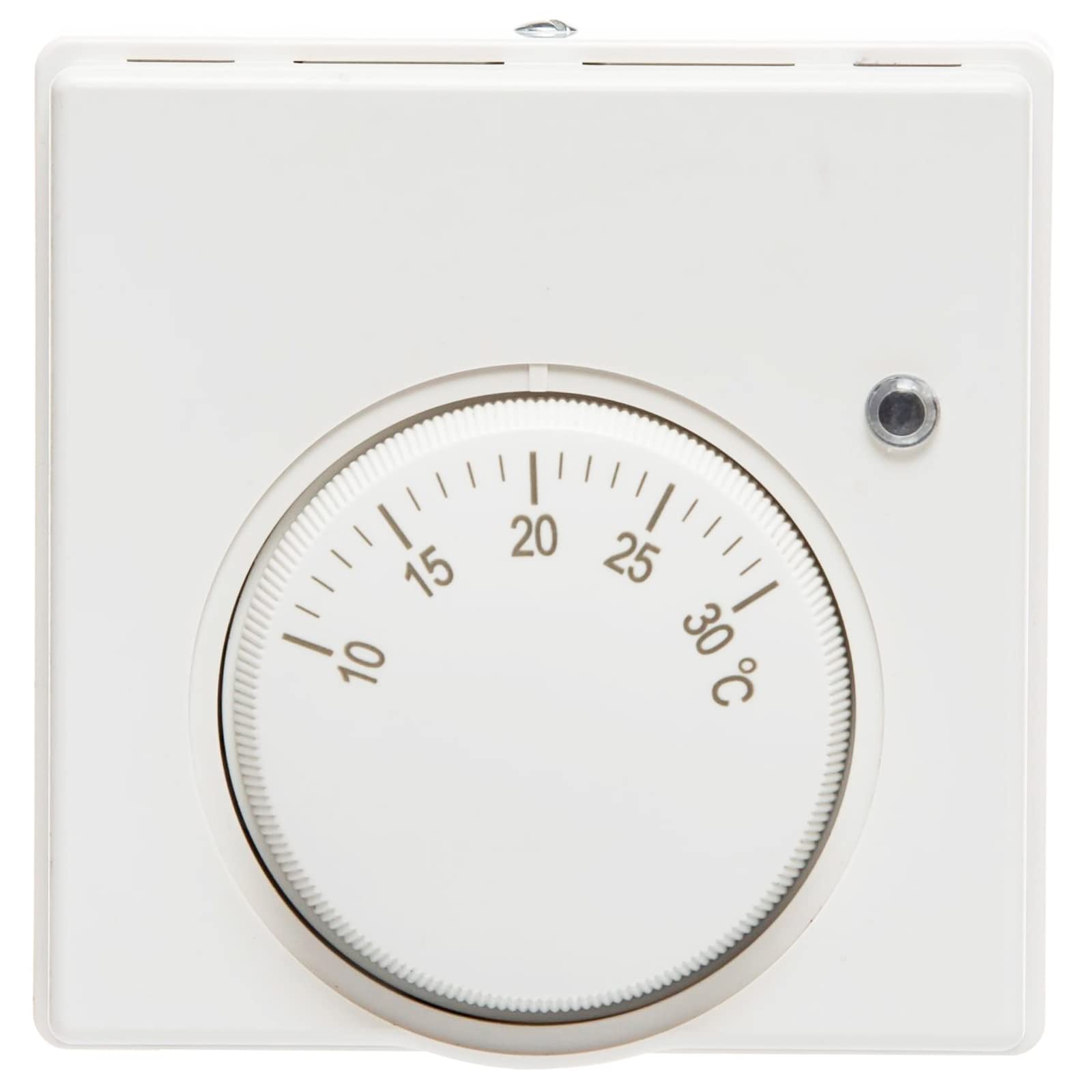 SPARES2GO Mains Room Thermostat for Combi Boilers Temperature Switch Dial 10°C - 30°C with Neon Indicator