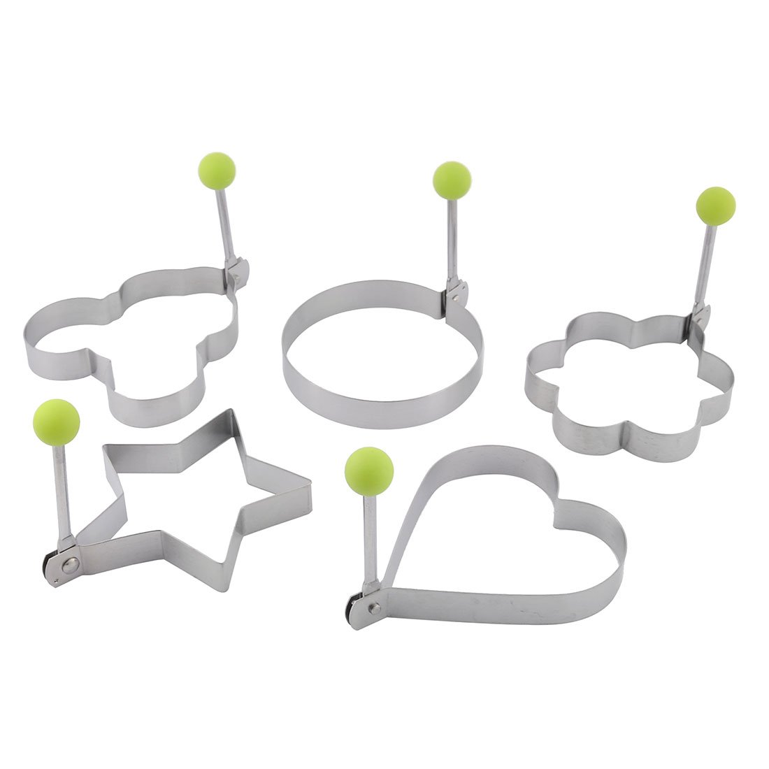 sourcingmap Stainless Steel Kitchen Pancake Mould Fried Egg Mold Ring 5 in 1