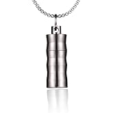 FOSIR Titanium Waterproof Cylinder Pendant Necklace for Men and Women, Middle Size