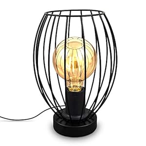 B.K.Licht I Tafellamp I zwart I industrieel I draad I retro lamp I metaal I design I voor binnen I netstroom I aan/uit…