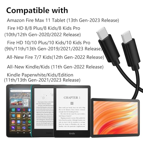 15W Fast Charger for Amazon Fire Max 11 Tablet-13th Generation (2023 Release) with Extra Long 9FT Type C to C Cable Kindle Fire Charger…