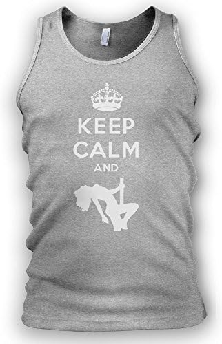 Paranoid Penguin Keep Calm and Pole Dance Mens Vest Tank Top - Gift For Husband - Gift For Boyfriend - Funny T-Shirt (X-Large, Heather Grey)