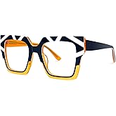 VOOGLAM Oversize Square Frame Blue Light Blocking Glasses Black Fashion Glasses for Women Anti Eyestrain & UV