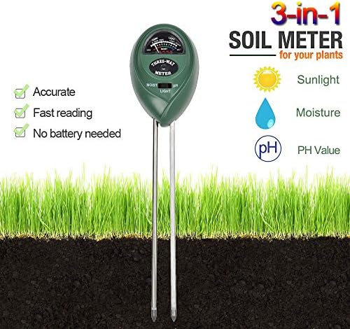 Soil Tester Kits 3-in-1 Soil Meter for Moisture,Sunlight and pH / acidity Meter Plant Tester,Easy to Use and Fast Read, No Battery needed