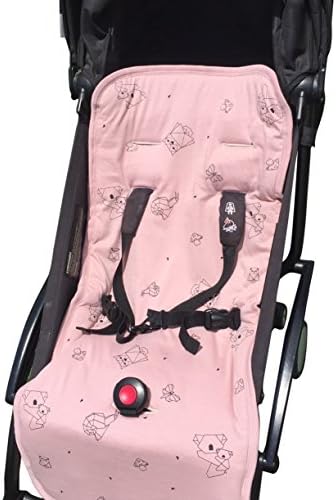 Organic Cotton Universal Stroller Padded Pillow Cushion Liner - Extra-Soft, Breathable Support with Synthetic Fiber Filling, Total Comfort for Infant. Machine Washable, 31"x15", Pink