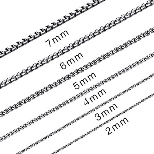 2mm-7mm 16-38In Stainless Steel Rolo Chain Necklace Crude Chain Necklace for Men Women Jewelry