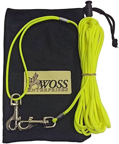 Leashinabag Lightweight 25 Ft. Neon Yellow Paracord Pet Tie-Out with Handle Loop. For Dogs up to 35 Pounds. 100% USA Made.
