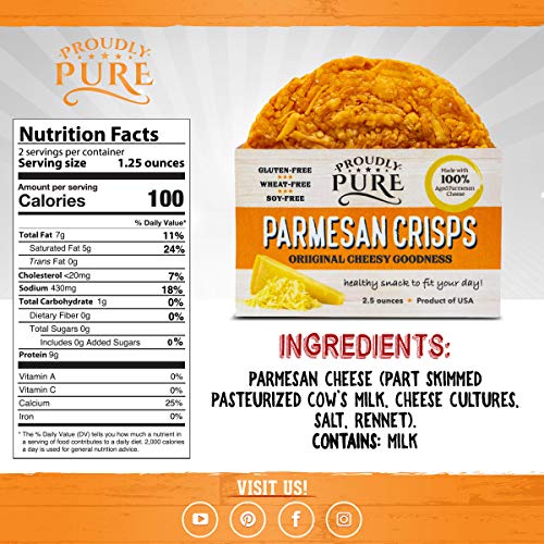 Proudly Pure Parmesan Cheese Crisps Keto Snacks Zero Carb Crunchy