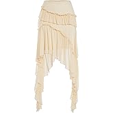 Verdusa Women's Flowy Asymmetrical Skirt Boho Ruffle Western Mini Skirt Country Concert Outfits