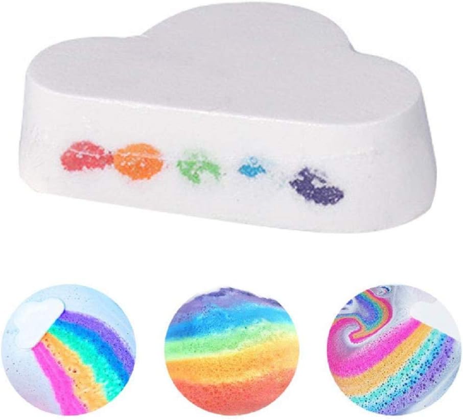 Popular Rainbow Cloud Bath Bomb, Moisturizing Skin Care Natural Bath Fizzy Bath Salt Handmade Gift For Women, Mom, Girls, Kids
