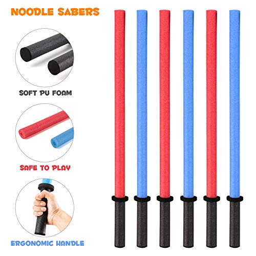 Set of 6 Pool Noodles Foam Light Sabre Toy Swords Kids Bulk Party