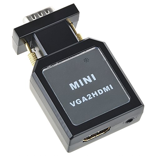 Click Here to See More Images JerGO (VGA Male to HDMI Female) 1080P VGA to HDMI Converter Adapter Box Audio Port VGA Extension Cable Mini USB Power Cable 3.5mm Audio Cable Included