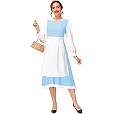 Deerose Adult Kids Blue Dress Halloween Princess Long Sleeve Dresses Maid Beauty Clothes