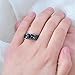 JAJAFOOK Womens Blue Sapphire Six Claws Four skull Black Gold Wedding Rings Size 5-10