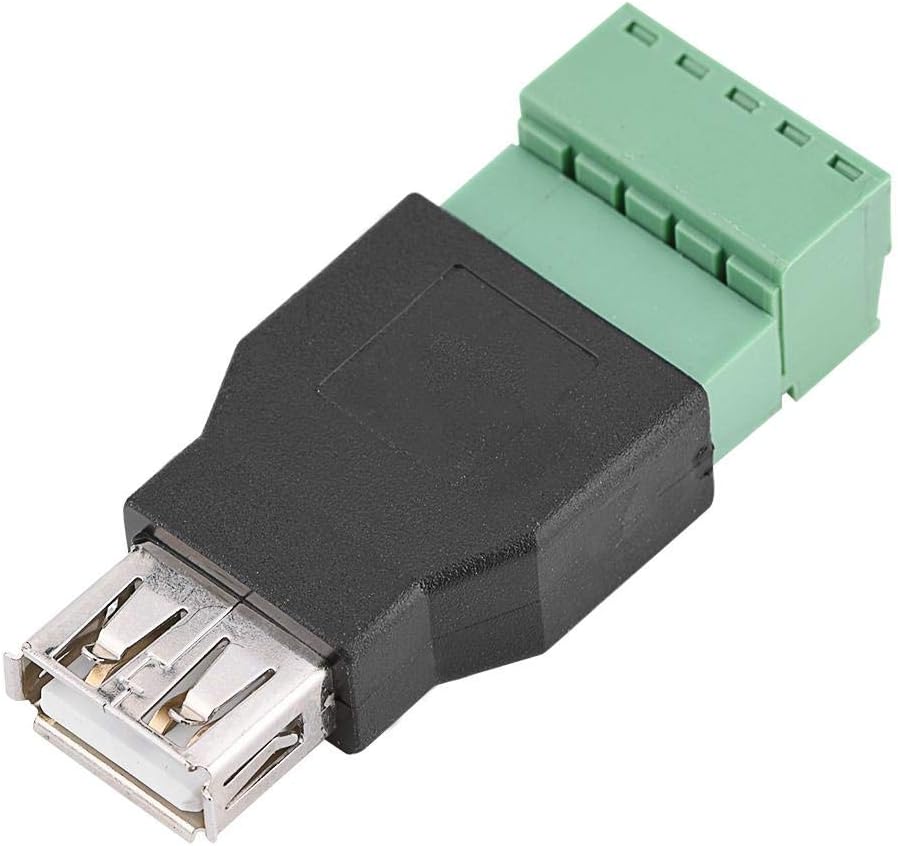 Socobeta Screw Adapter Connector USB 2.0 Type A Female Jack to 5 Pin Screw Adapter Connector 1Pcs, default