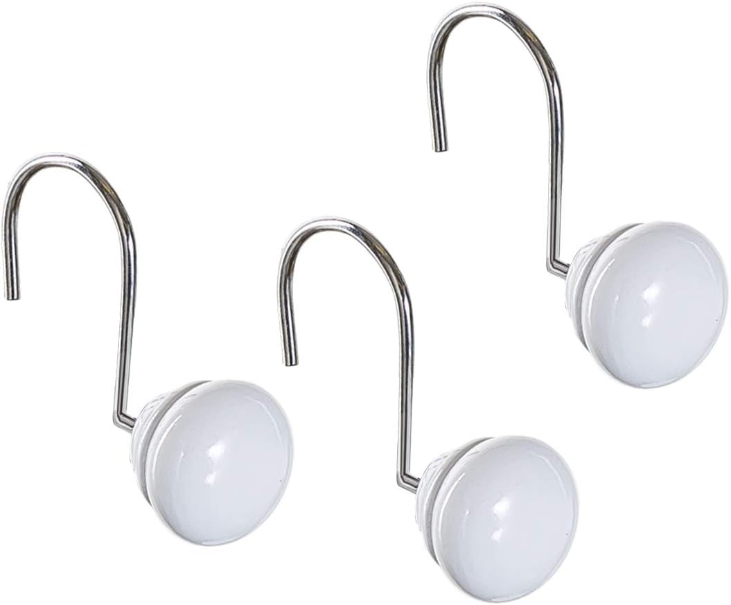 Creative Scents Shower Curtain Hooks - Set of 12 White Shower Rings for Bathroom Shower Curtain Rod - 100% Rust Proof (White)