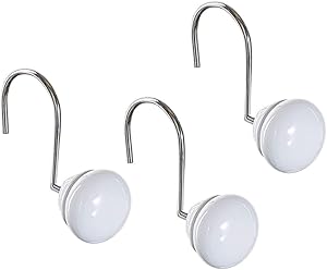 Creative Scents Shower Curtain Hooks - Set of 12 White Shower Rings for Bathroom Shower Curtain Rod - 100% Rust Proof (White)