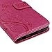 YOKIRIN LG K20 Plus Case, LG K20 V Case, LG K10 2017 Case, Wrist Strap Flip Kickstand PU Leather Wallet Cover Embossed Floral Butterfly with ID&Credit Card Holder 3D Elephant Dust Plug, Rose