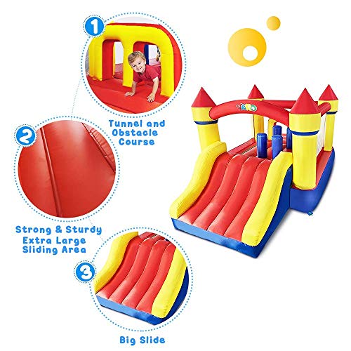YARD Inflatable Bounce House Kids Tunnel Obstacle Bouncer with Air