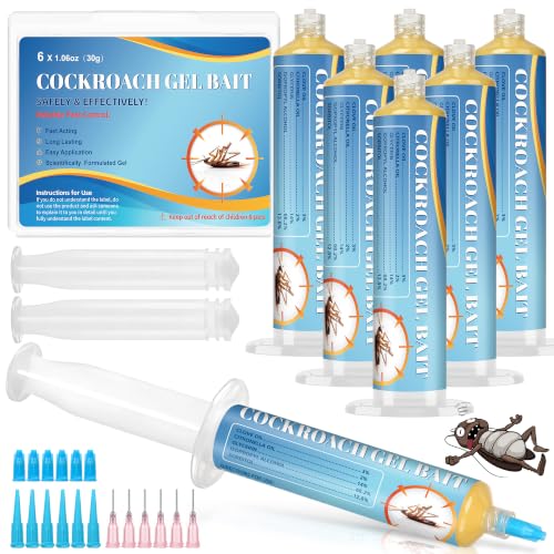 6 x 30 g Cockroaches Odourless Bait - Cockroaches Monitoring Device Gel for Indoor & Outdoor Use, Kitchen & Household, Long Lasting & Effective, Safe for Children and Pets