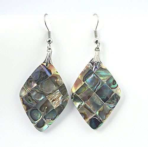 BEST FINISH ABOLENE SHELL FASHION JEWELRY .925 SILVER PLATED EARRINGS S24501 2.5 inches