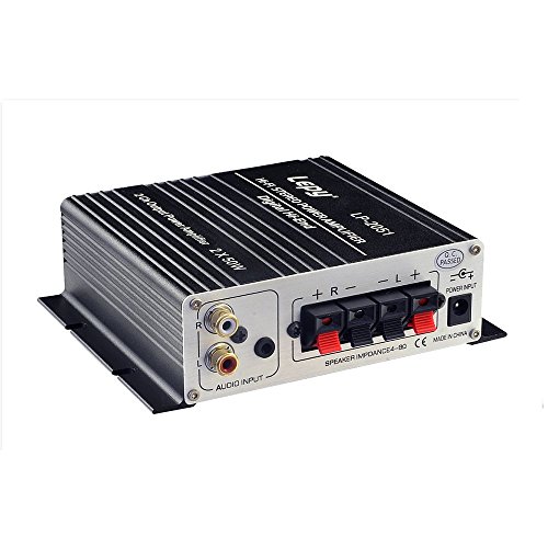 Mini Stereo Power Amplifier, Tsumbay 2 x 50W Dual Channel HiFi Audio Amplifier for Car Home Theater Motorcycle Boat PA System iPhone PC Laptop DVD Player, 19V Adapter Included