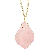 NJCRAFT Raw Gemstone Pendant Necklace for Women |Natural Healing Crystal Rough Pendant 15–25 Carat | 8–14 mm Stone |Gold Plated Chain 16+2 Inch Adjustable | Gift Jewelry