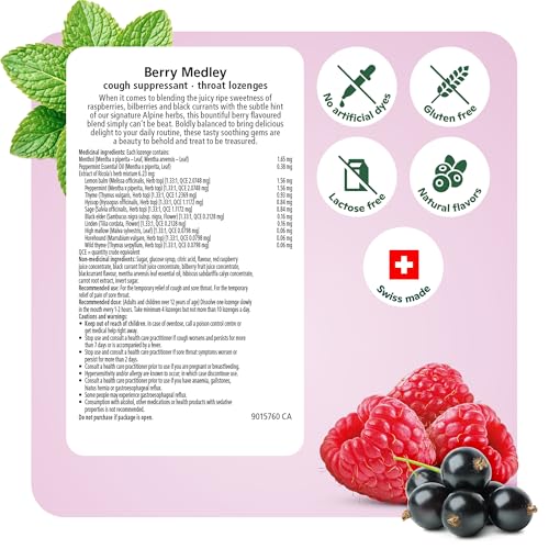 Ricola Berry Medley Herbal Cough Drops - 45 Count | Made with Swiss Alpine Herbs and Low Menthol for Everyday Throat and Voice Care - Throat Lozenges with Low Sugar