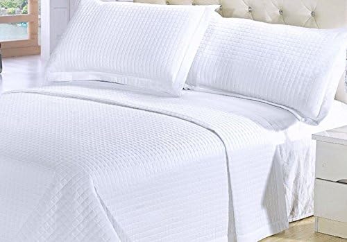 Bedspread Coverlet Quilt Set 3-Piece with Shams - Lightweight Reversible Soft Comforter Bed Cover - Full/Queen Size White