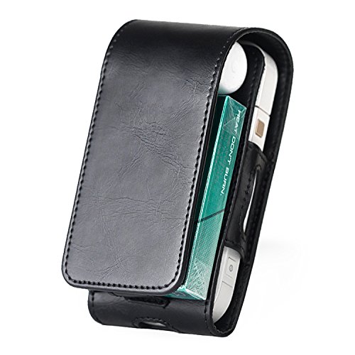 AMBER IQOS Electronic Cigarette Protective Case, PU Leather Cover Case for Philip Morris iQos, Black