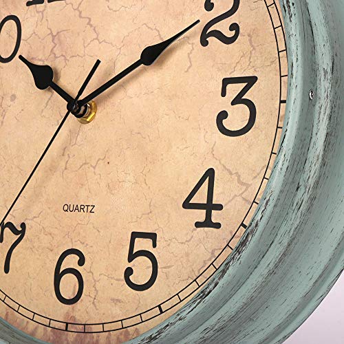 HYLANDA 12 Inch Vintage/Retro Wall Clock, Silent Non-Ticking Quartz Decorative Wall Clocks Battery Operated with Large Numbers&HD Glass Easy to Read for Kitchen/Living Room/Bathroom/Bedroom/Office
