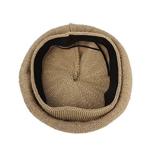 WITHMOONS Beret Hat Breathable Mesh Summer Straw French Berets KRF1165 (Brown)