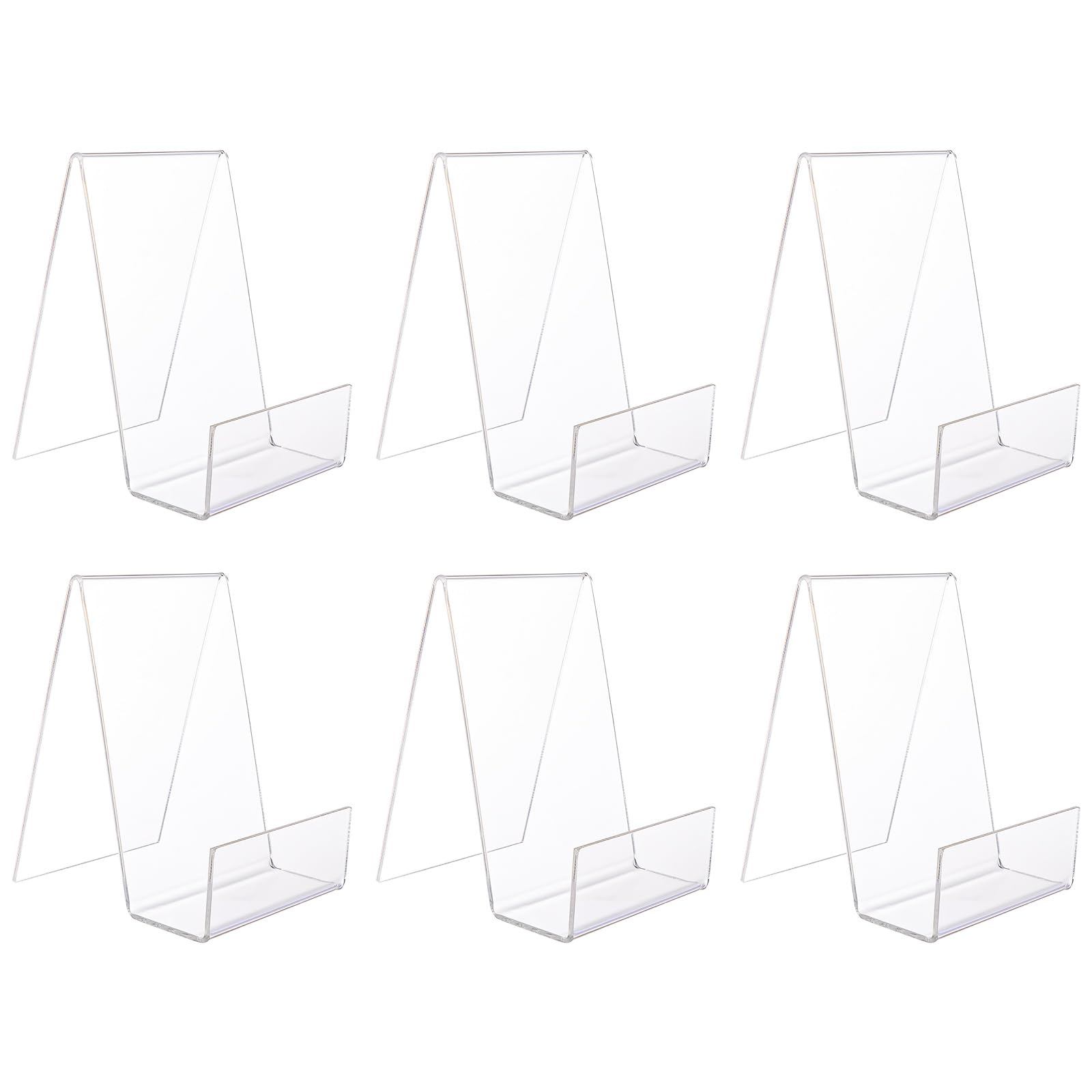 ASelected 6Pcs Clear Acrylic Book Stand - Transparent Book Display Stand for Displaying Notebooks, Picture Albums, Menu, Magazine