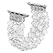 Fohuas Compatible for Apple Watch Bracelet 38mm 40mm 42mm 44mm iWtach Series 4 Series 3 Series 2 Series 1, Crystal Beads Metal Chain Elastic Stretch Apple Watch Band Strap for Women Girl, White