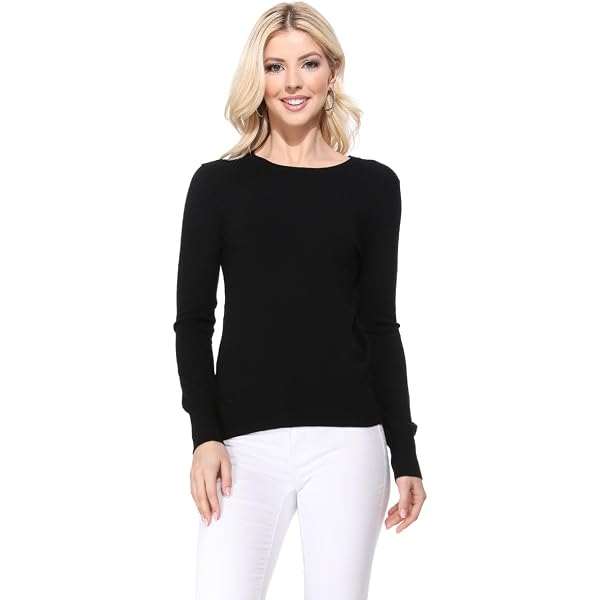 YEMAK Women's Long Sleeve Crewneck Knit Sweater - Soft, Casual Pullover (Sizes S-L)