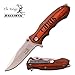 Elk Ridge Free Engraving - Tactical Knife for Camping Hunting Hiking, Safety Liner-Lock + Belt Clip, Wooden Handle, Father’s Day for Men Husband Dad