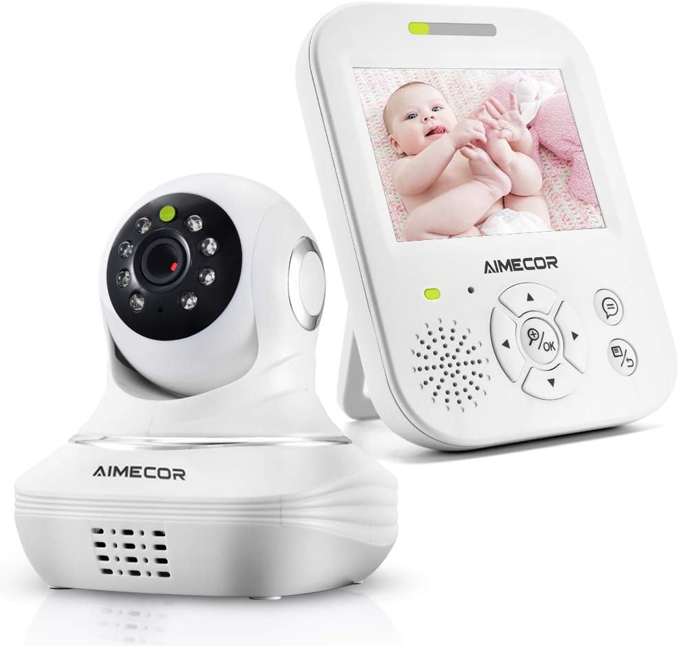 Video Baby Monitor with Camera, HD Night Vision,Two-Way Talk, Wall Mounted, Remote Pan Tilt Camera and 3.5" HD IPS Display